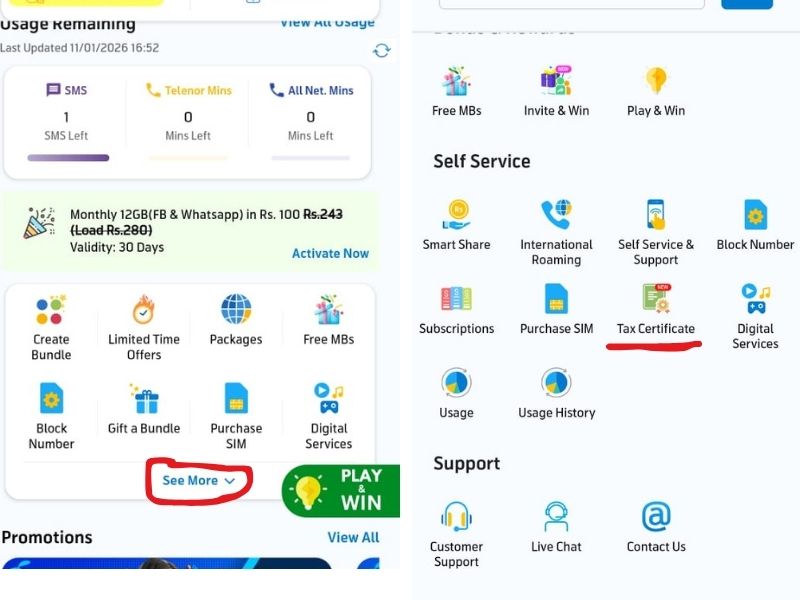 telenor tax certificate